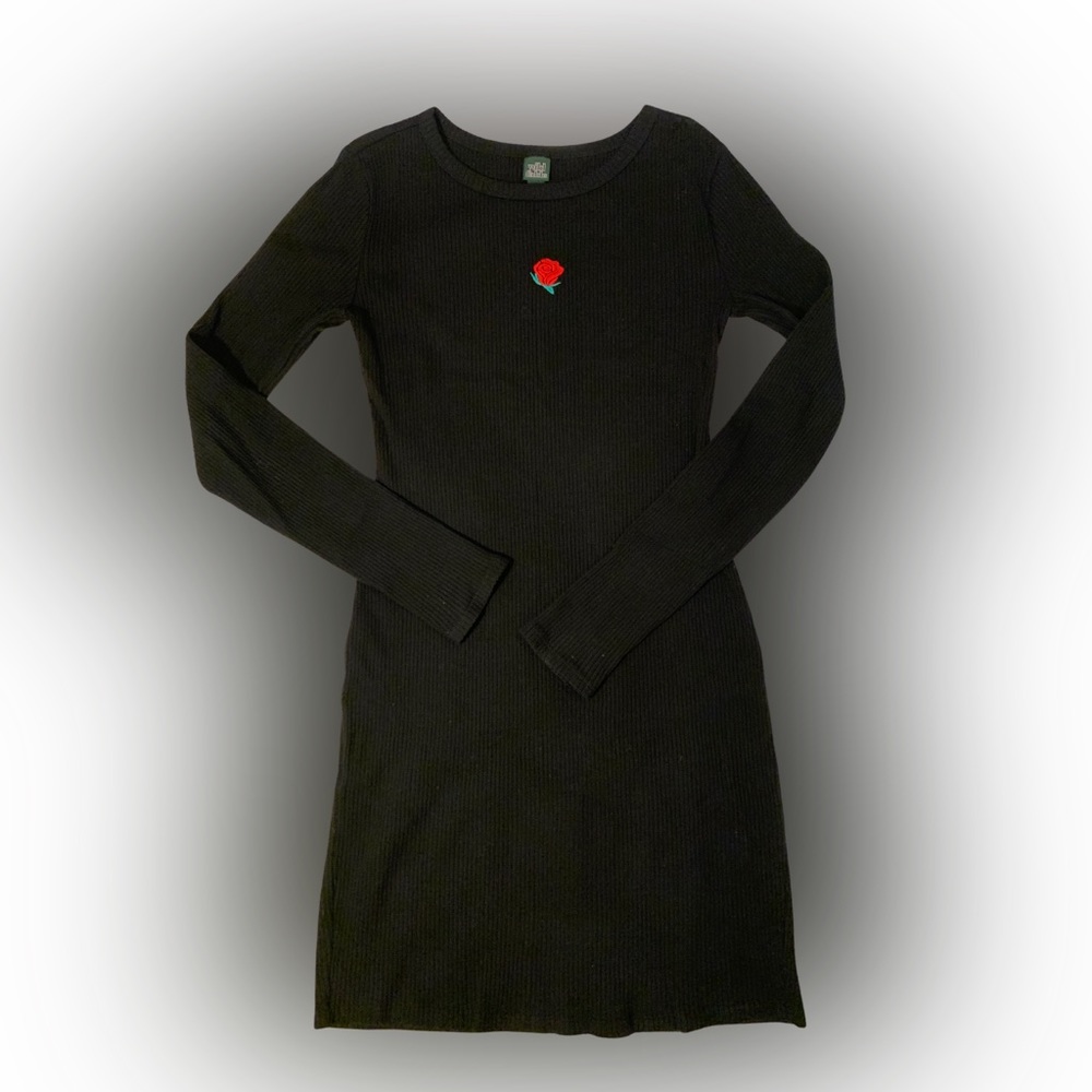Black Bodycon Rose Dress
